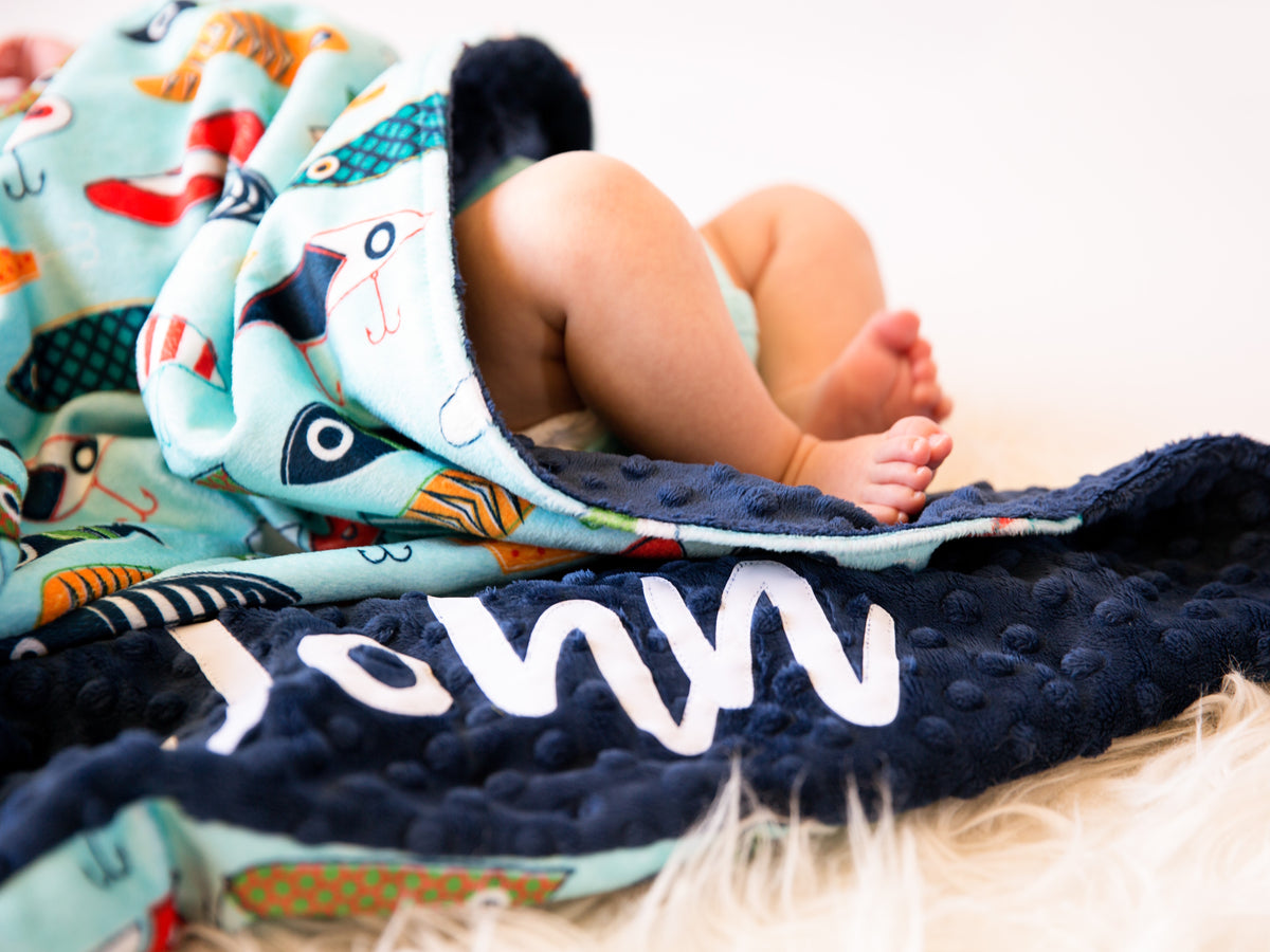 Fish Hooks Personalized Baby Boy Blanket – Libby Ann Quilts