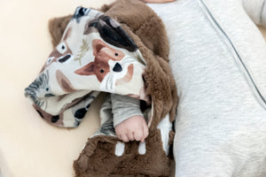 Brown Woodland Animal Lovey Blanket with Name