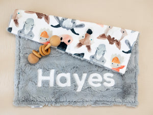 Farm Animal Lovey Blanket with Name