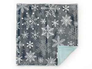 Lovey - Gray Snowflakes with Aqua Hide