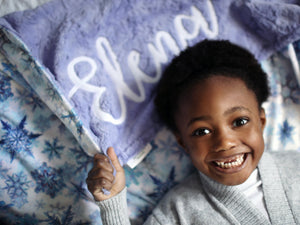 Icy Snow Dreams Minky Blanket with Personalized Name