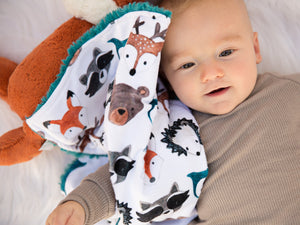 Personalized Small Woodland Animals Lovey Blanket