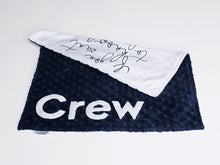 Load image into Gallery viewer, Navy Whale with Nursery Quote Personalized Lovey Blanket