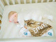 Load image into Gallery viewer, Personalized Rainbow Baby Lovey Blanket with Brown Fawn Minky Fur