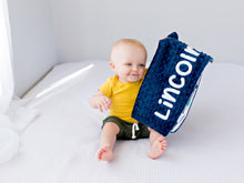 Load image into Gallery viewer, Adventure Awaits Navy Personalized Lovey Blanket