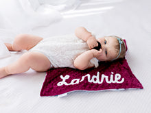 Load image into Gallery viewer, Adventure Awaits Burgundy Personalized Lovey Blanket