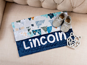 Adventure Awaits Navy Personalized Lovey Blanket