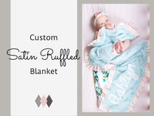 Load image into Gallery viewer, Custom Minky Blanket with Satin Ruffle