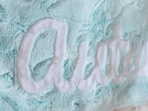 Aqua Fur Rainbow Baby Blanket with Personalized Name