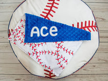 Load image into Gallery viewer, Personalized Baby Boy Baseball Lovey Blanket with Custom Colors