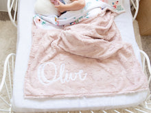 Load image into Gallery viewer, Blush Floral Blanket with Personalized Name