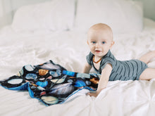 Load image into Gallery viewer, Blue Space Planets Personalized Lovey Blanket