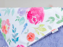 Load image into Gallery viewer, Purple Floral Lovey Blanket with Name