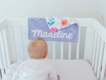 Load image into Gallery viewer, Lavender Floral Personalized Lovey Blanket