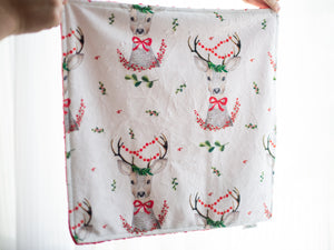 Red Christmas Deer Personalized Lovey Blanket