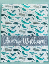 Load image into Gallery viewer, Gray Whale Personalized Baby Boy Blanket
