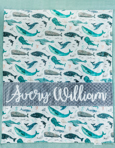 Gray Whale Personalized Baby Boy Blanket