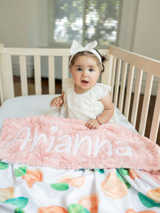 Georgia Peach Fur Blanket with Personalized Name