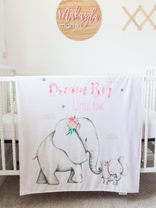 Pink Elephant Personalized Baby Blanket