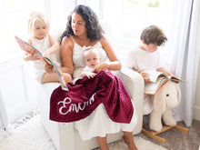 Load image into Gallery viewer, Burgundy Floral Baby Blanket with Personalized Name