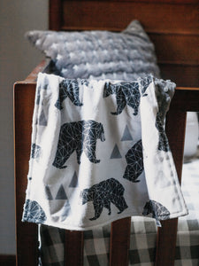 Gray Bears Personalized Lovey Blanket