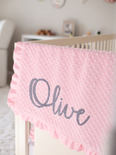 Load image into Gallery viewer, Light Pink Adventure Awaits Girl Blanket with Satin Ruffle