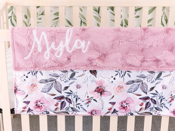 Dusty Rose Floral Blanket with Personalized Name