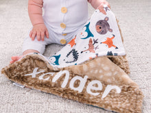 Load image into Gallery viewer, Personalized Woodland Animals Lovey Blanket