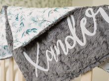 Load image into Gallery viewer, Eucalyptus Blanket Baby Blanket with Personalized Name
