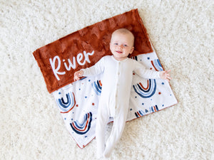 Rainbow Personalized Baby Boy Blanket