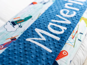 Airplane Personalized Baby Boy Blanket
