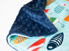 Load image into Gallery viewer, Fish Hooks Personalized Baby Boy Blanket