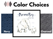 Load image into Gallery viewer, Navy Elephant Personalized Lovey Blanket