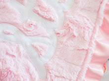 Load image into Gallery viewer, Personalized Light Pink Fur Floral Blanket with Satin Ruffle