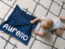 Load image into Gallery viewer, Navy Elephant Personalized Lovey Blanket