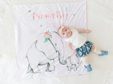 Load image into Gallery viewer, Pink Elephant Personalized Baby Blanket