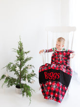 Load image into Gallery viewer, Buffalo Plaid Christmas Personalized Minky Blanket