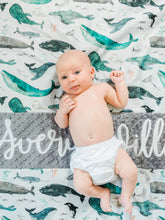 Load image into Gallery viewer, Gray Whale Personalized Baby Boy Blanket