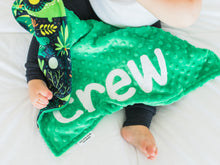 Load image into Gallery viewer, Green Dinosaur Personalized Lovey Blanket