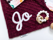 Load image into Gallery viewer, Burgundy Floral Personalized Lovey Blanket