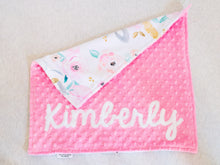 Load image into Gallery viewer, Pink Unicorn Floral Personalized Lovey Blanket
