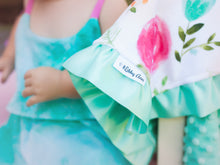 Load image into Gallery viewer, Mint Pink Floral Personalized Lovey Blanket with Satin Ruffle