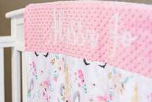 Load image into Gallery viewer, Pink Floral Unicorn Personalized Baby Girl Blanket