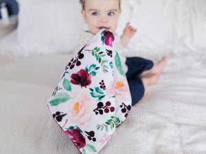 Burgundy Floral Personalized Lovey Blanket