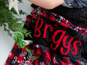 Buffalo Plaid Christmas Personalized Minky Blanket