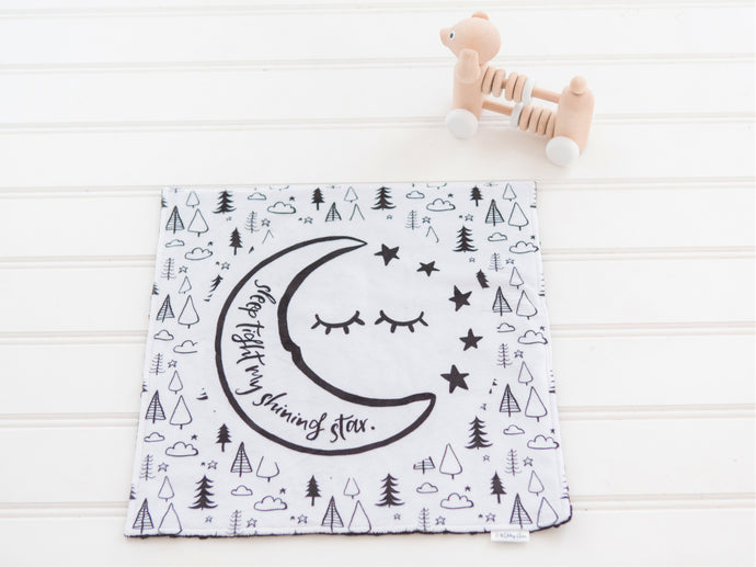 Sleep Tight Moon and Stars Personalized Lovey Blanket with Custom Color on Back