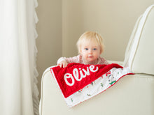 Load image into Gallery viewer, Red Christmas Deer Personalized Lovey Blanket