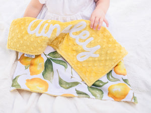Yellow Lemons Personalized Lovey Blanket