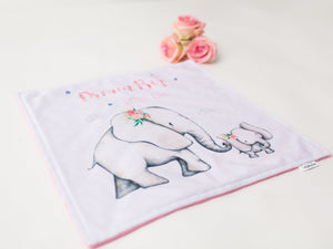 Pink Elephant Personalized Lovey Blanket