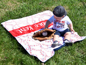 Baseball Themed Personalized Baby Boy Blanket with Custom Colors